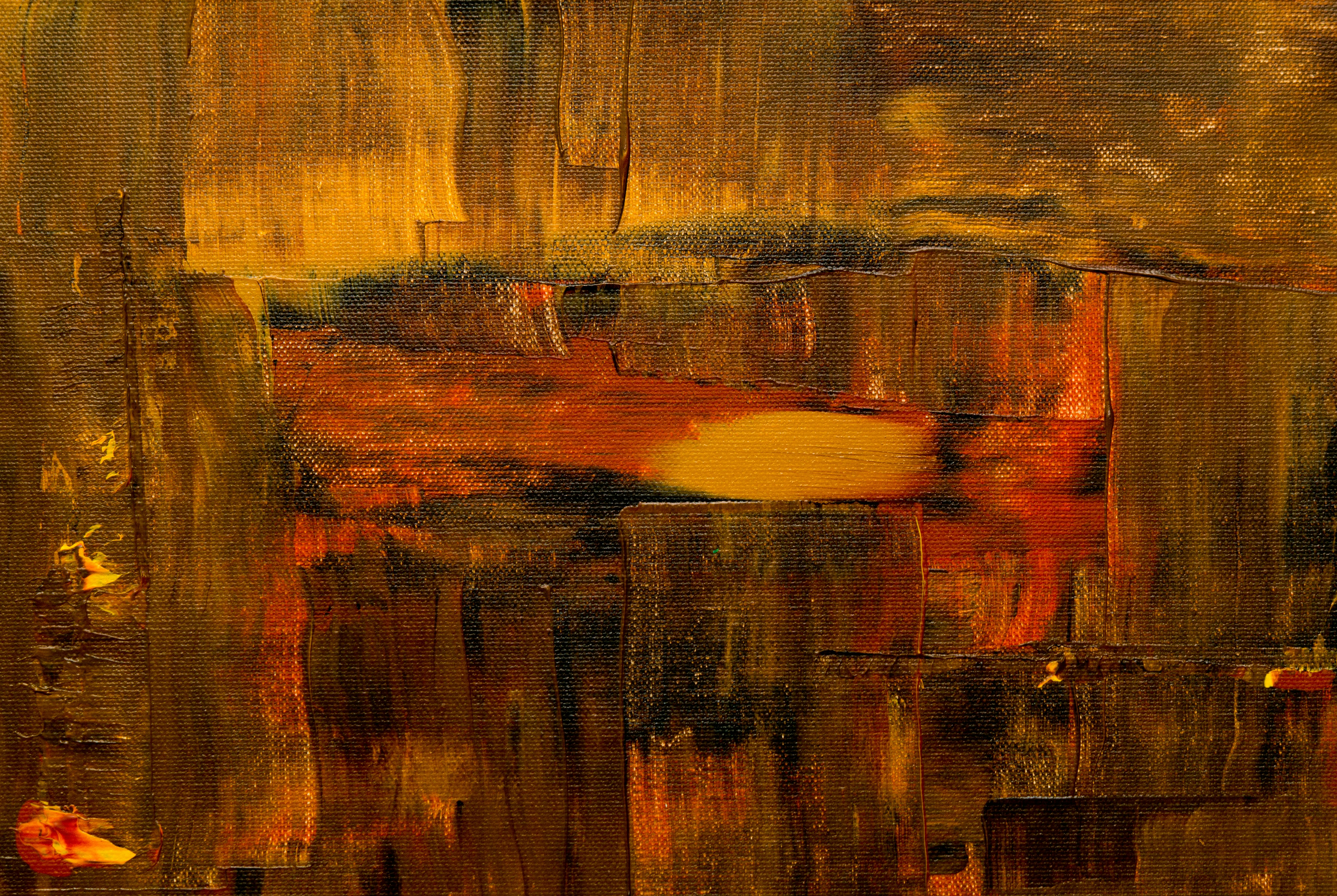 close-up of brown and red abstract painting